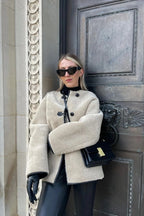Round Neck Faux Fur Long Coat