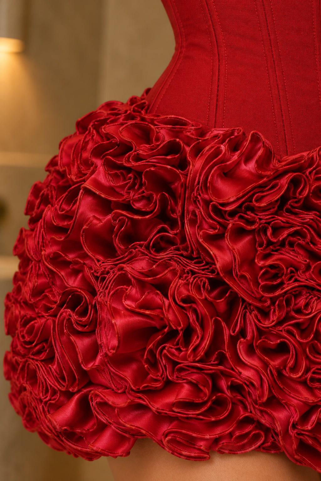 Strapless Red Floral Dress