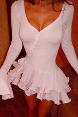 Solid Ruffle Sleeve Bodycon Birthday Dress