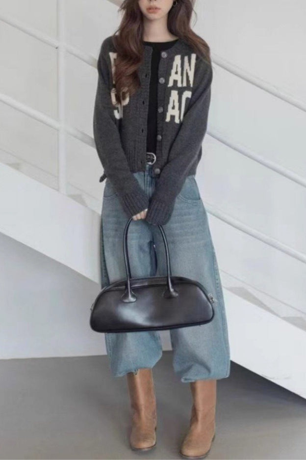 Loose Fit Letter Embroidery Sweater Main image