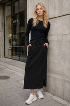 High Waist Split Straight Bodycon Midi Skirt