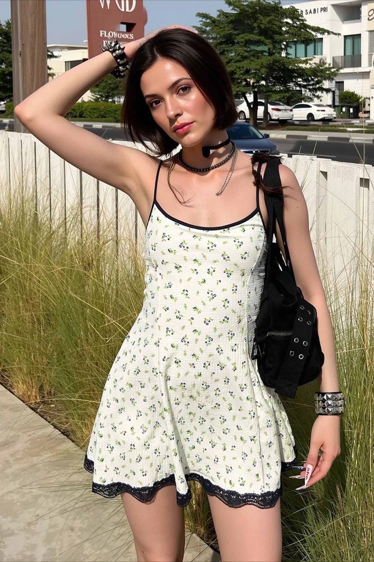 Floral Print Waist Cinch A Line Slip Dress Main image