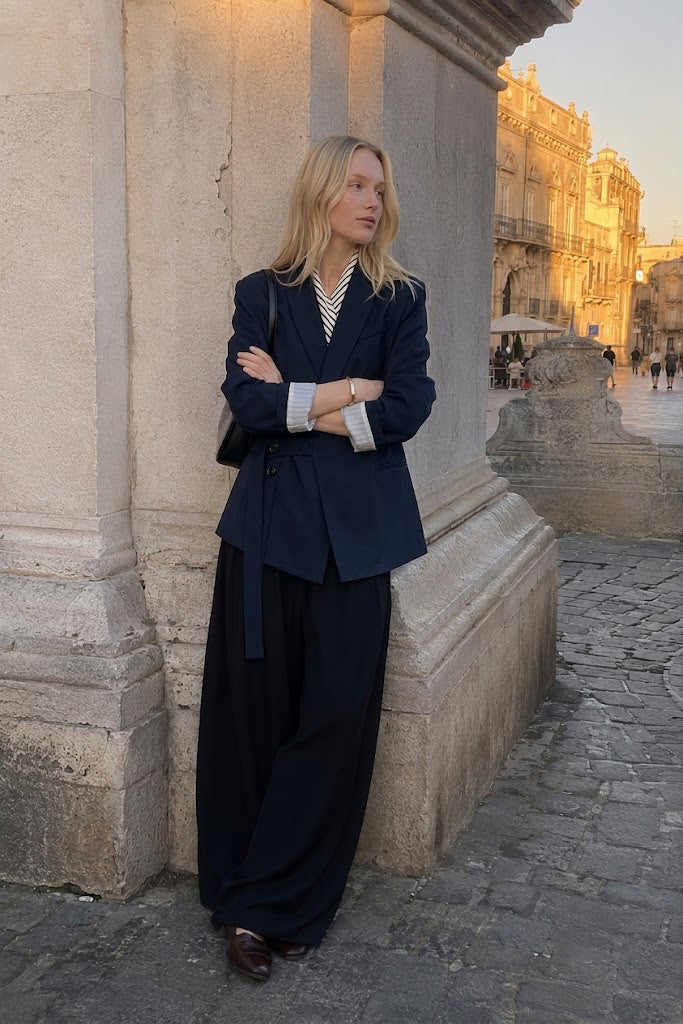 Fashionable Draped Apple Collar Blazer Main image
