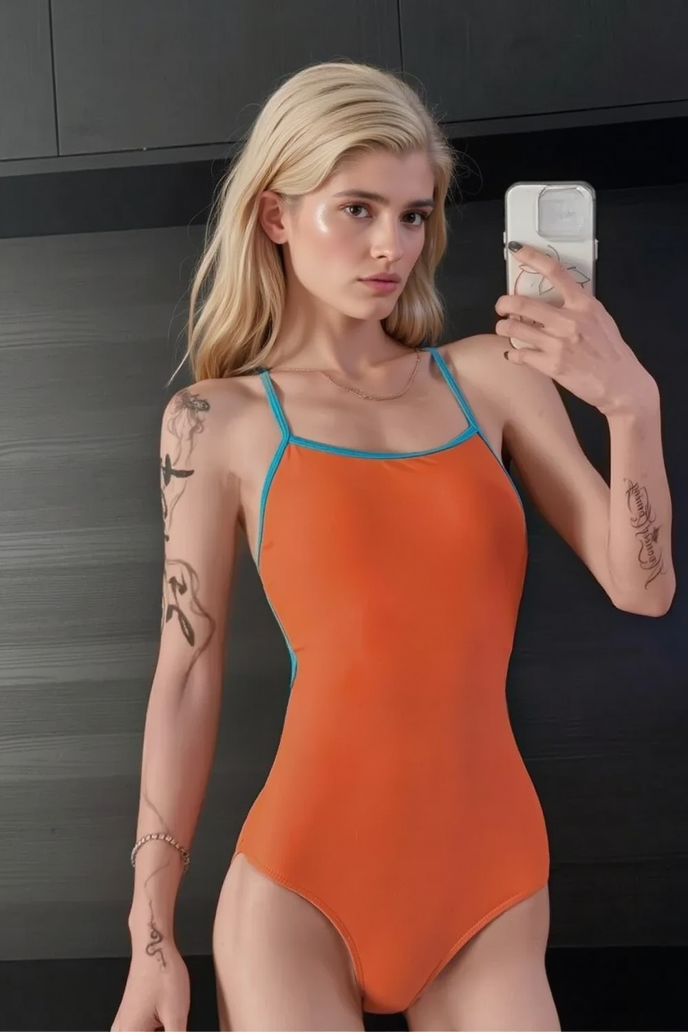 Sexy Color Block Crisscross Lace Up Backless One Piece Swimwear Main image