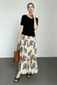 Feather Print Patchwork Vacation Skirt