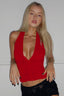 Solid Deep V Halter Backless Cami Top