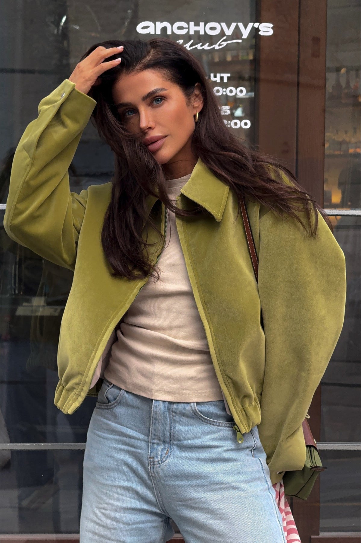 Slim Fit Notch Collar Suede Jacket Secondary image