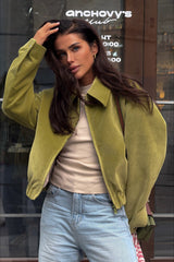 Slim Fit Notch Collar Suede Jacket