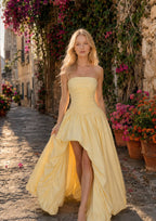 Strapless Ruched A Line Formal Dress