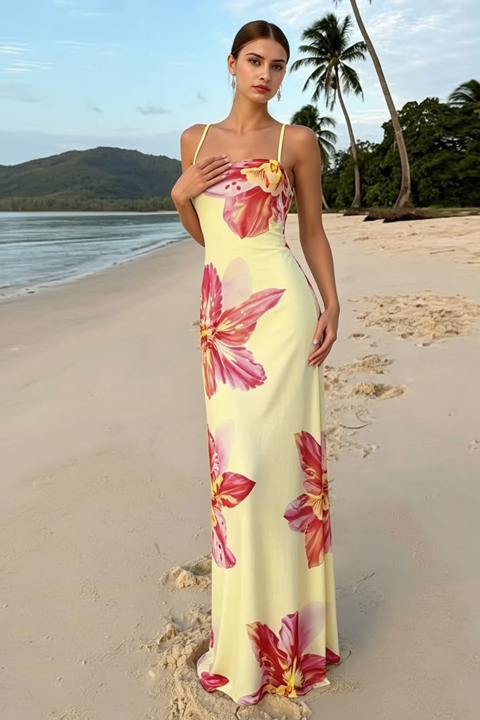 Floral Print Contrast Back Tie Slip Dress Main image
