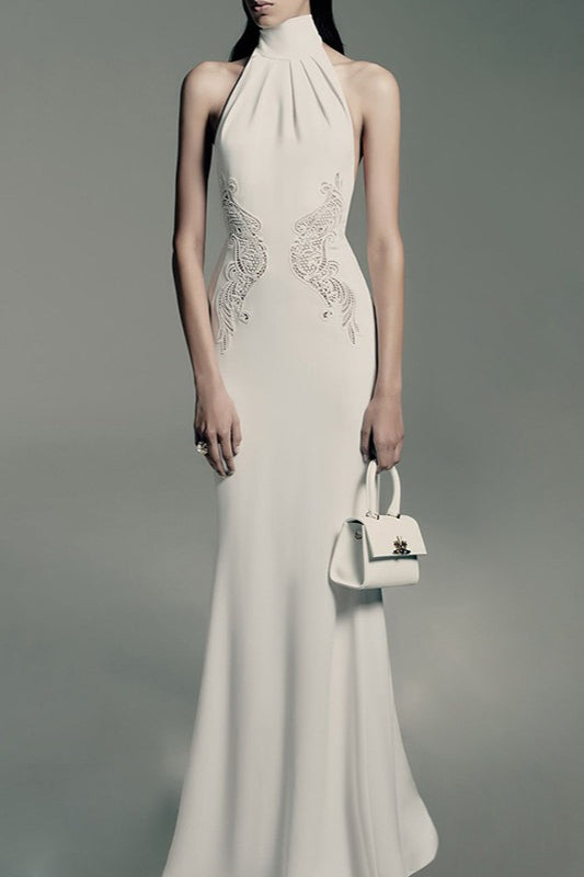 High Neck Lace Mermaid Reception Dress Main image