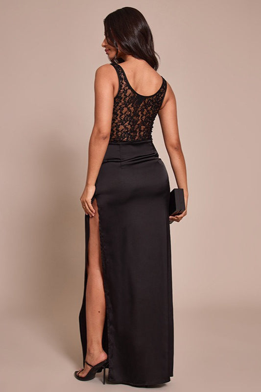 Lace Trim Sleeveless Side Slit Fit Mini Lace Dress Secondary image