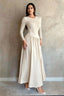 Scoop Neck Drop Waist Flared Maxi Dress