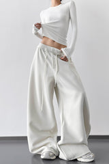 Sporty Wide Leg Casual Elastic Waist Pants
