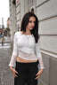 Floral Lace Panel Flare Sleeve T-shirts