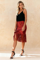 Sequin Tassel Tight Midi Skirt