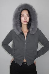 Plush Lined Cropped Zip Jacket