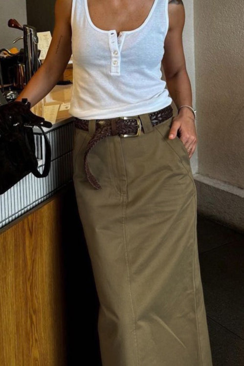 Minimalist High Waist Slit Pencil Skirt Main image