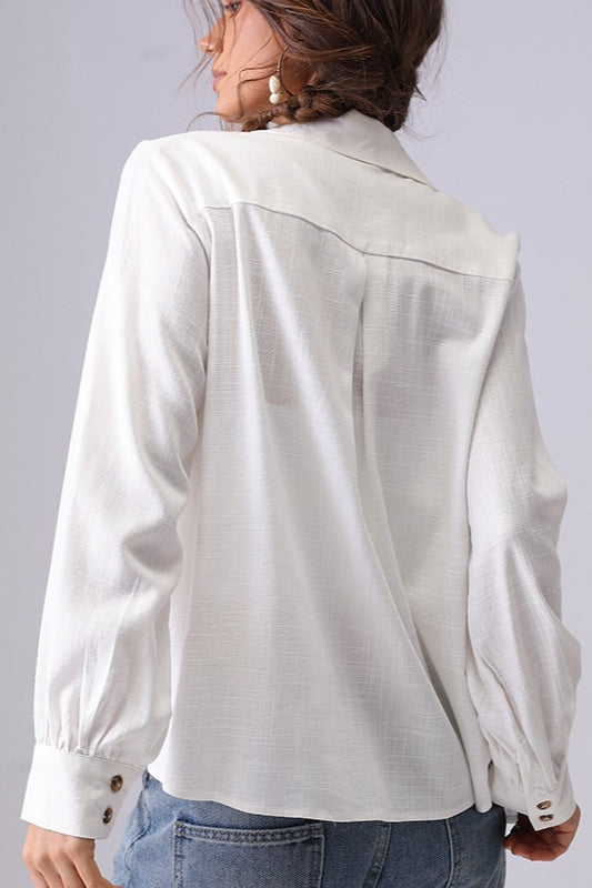 Linen Crochet Embroidered Chic Design Fashion Blouse Secondary image