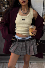 Plaid Accordion Pleated Mini Skirt