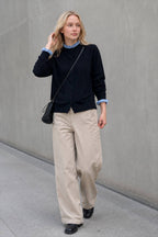 Ruffle Trim Contrast Cardigan