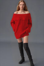 Off Shoulder Knit Sweater
