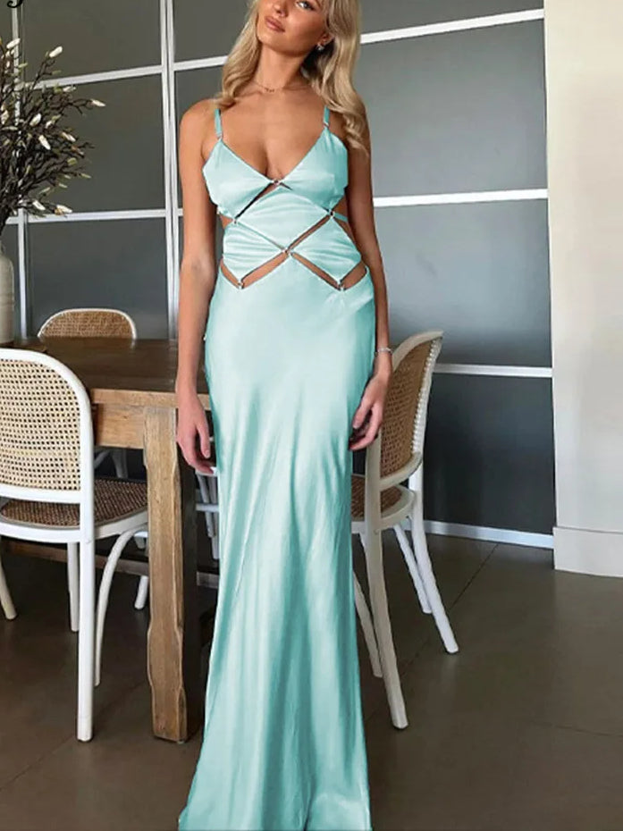 Hollow Out V Neck Slips Maxi Dress Secondary image