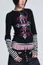 Gothic Plaid Layered Graphic Long Sleeve T-Shirt
