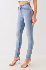 Washed Mid Rise Embroidered Jeans
