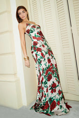 Floral Deep V Backless Maxi Dress