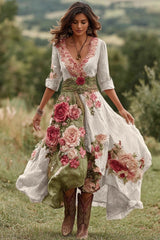 Floral Shirt Dress Bohemian Flared Vacation Boho Dress