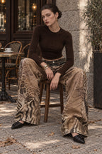 Leopard Zebra Print Wide Leg Jeans