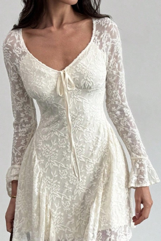 Elegant Tie Waist Lace Dress Secondary image
