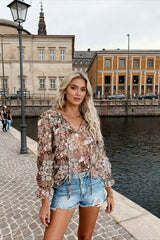 V-Neck Flowered Women's Bohemian Dokotoo Top