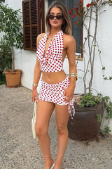 Polka Dot Cutout Halter Two Pieces Set