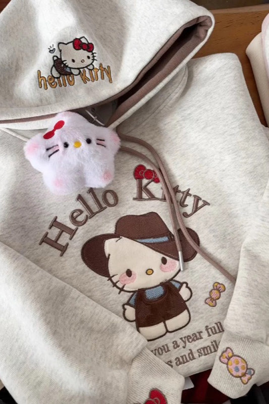 Whimsical Cartoon Print Pullover Hoodie Main image