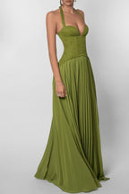Low Cut Halter Bodycon Vacation Dress
