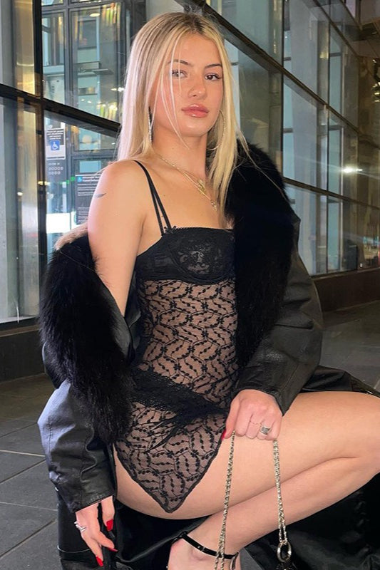 Sheer Side Slip Tank Mini Dress Main image