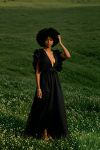 V Neck Ruffled High Waist Dress