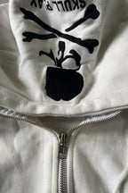 Skull Graphic Sleeve Full Zip Hoodie