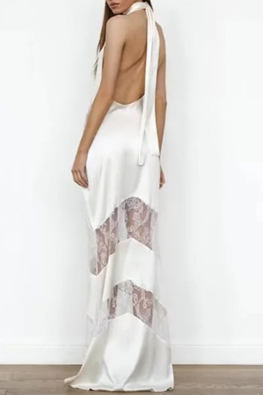 Elegant Cowl Neck Backless Reception Dress Secondary image