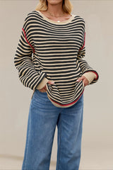Striped Crew Neck Knit Sweater