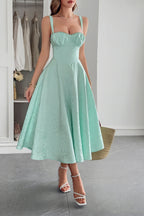 Elegant Spaghetti Strap Jacquard Maxi Formal Dress
