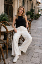 Wool Blend High Waist Knit Pants