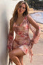 Cowl Neck Backless Leopard Mesh Mini Dress