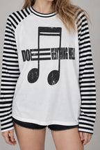 Street Note Letter Print Striped T-shirt