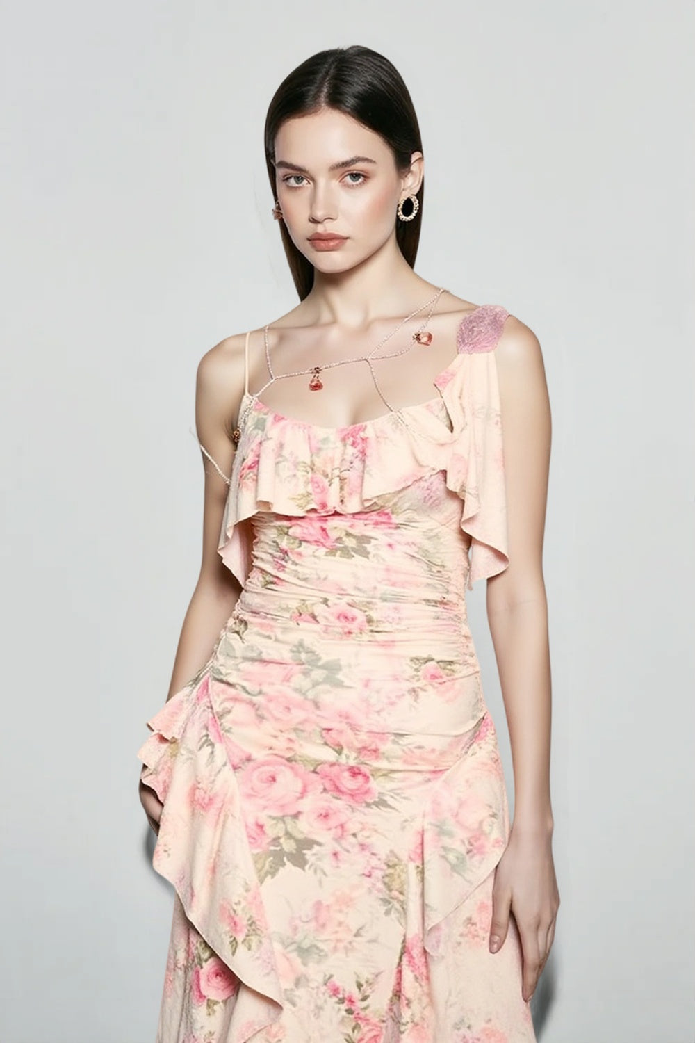 Floral Ruffle Cami High Waist Vacation Dress Main image
