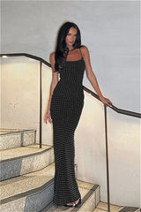 Polka Dot Cami Bodycon Maxi Dress