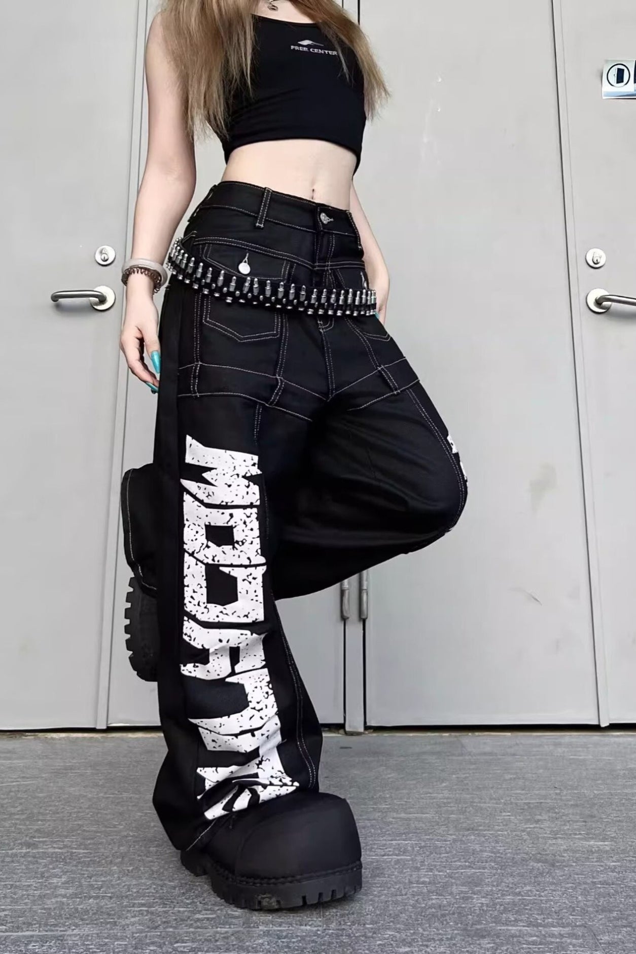 Street Style Graphic Patchwork Jeans Secondary image