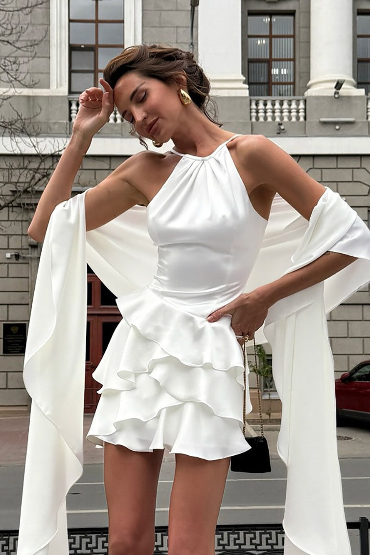 Halter Cold Shoulder Ruffle Graduation Party Dress Main image